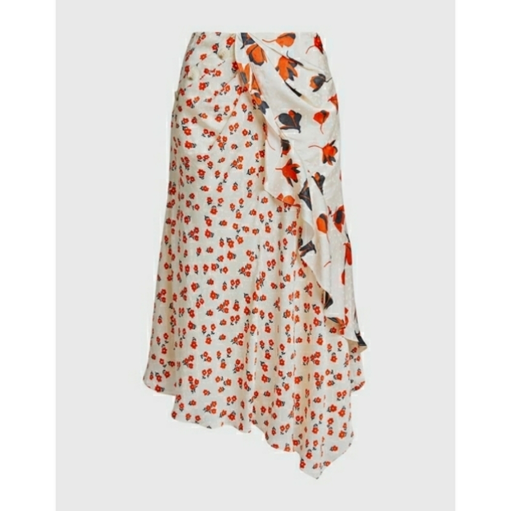 Self Portrait Asymmetric Floral Printed Skirt Size 6